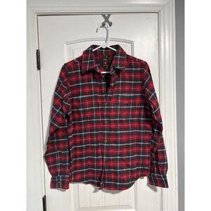 American Eagle Shirt Mens Small Red Flannel Button Down Plaid Western Farm